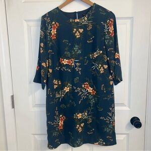 Banana Republic Floral Long Sleeve Dress - Blue and Orange